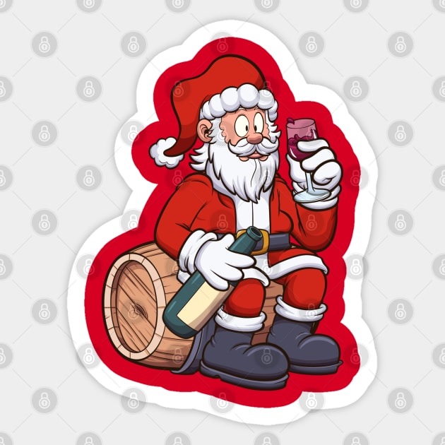 Santa Claus Drinking Wine Sticker by TheMaskedTooner